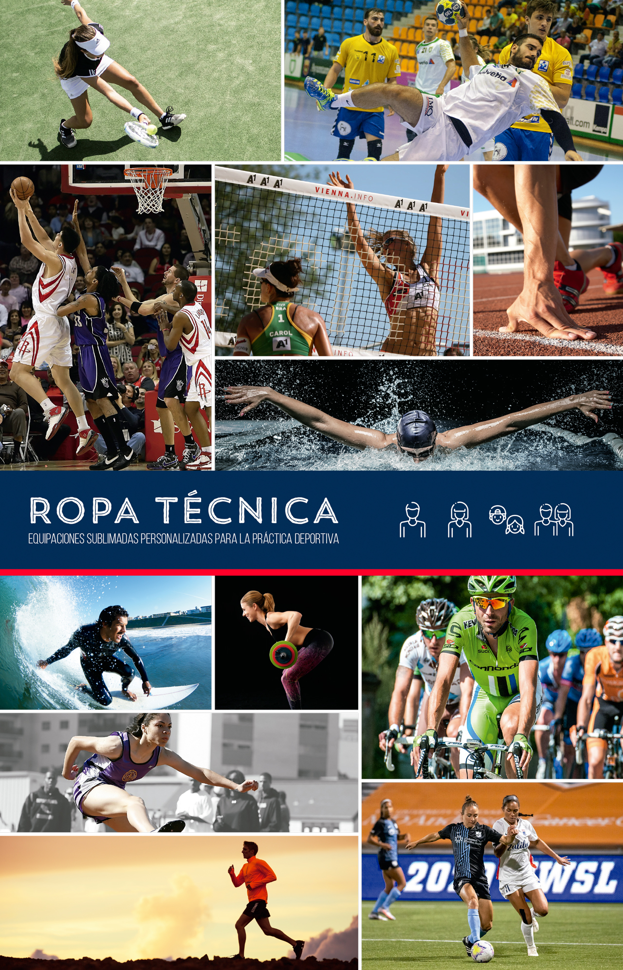 Ropa técnica deportiva sublimada. Equipaciones en general